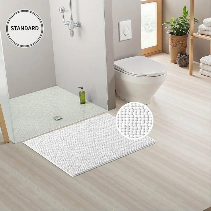 OTTO home Badematte Vanessa Chenille, Standard & Premium, 15mm oder 20mm, auch als 2er Set, rutschhemmend beschichtet, schnell trocknend, strapazierfähig, fußbodenheizungsgeeignet, Polyester, rechteckig, Uni Farben, besonders weich, flauschig, Badvorleger – Bild 3