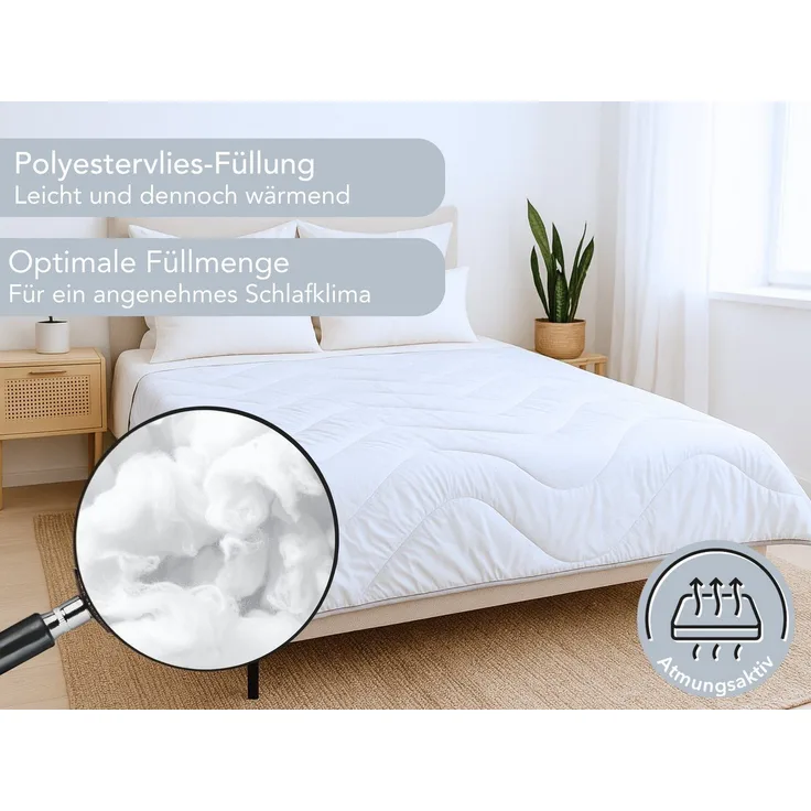 XDREAM Microfaserbettdecke Microfaserbettdecke Silverplus, Ganzjahresdecke 135x200 & 155x220 cm, Füllung: Polyester, Bezug: Microfaser mit Frischeausrüstung, Allergiker Bettdecke - antibakteriell & atmungsaktiv