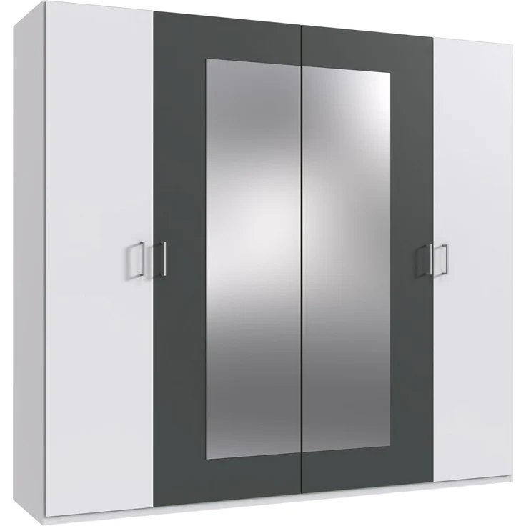 Komplettschlafzimmer >ANGIE< in WEISS + GRAPHIT - 519x208x210cm (BxHxT) – Bild 4
