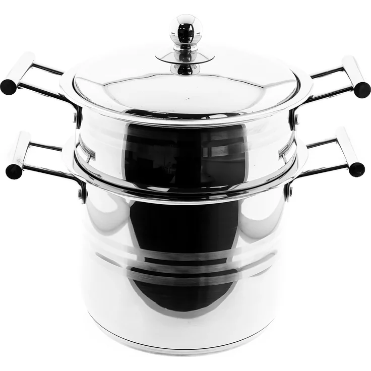 Sunay Couscous Pot aus Edelstahl Kochtopf mit Siebeinsatz in Silber 8L – Bild 1