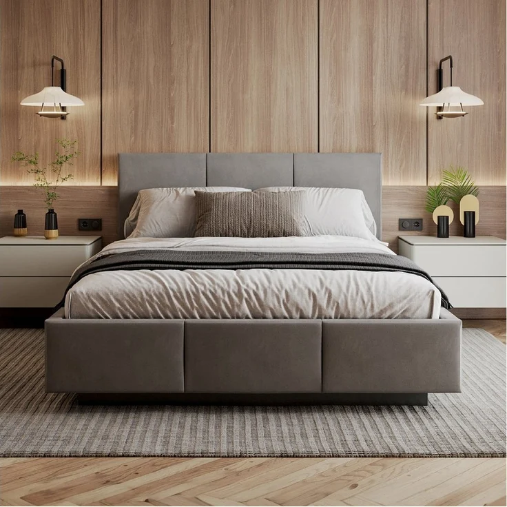 FDM Polsterbett ALMADA modern mit Bettkasten MADE IN EU - mit Trinity Velours Bezug (verfügbar 90x200 120x200 140x200 160x200 180x200cm, Bettrahmen, Bett, mit großen gepolsterten Kopfteil, mit Bettkasten zum aufklappen), Hebbarer Metallrahmen, Bettkast... – Bild 5