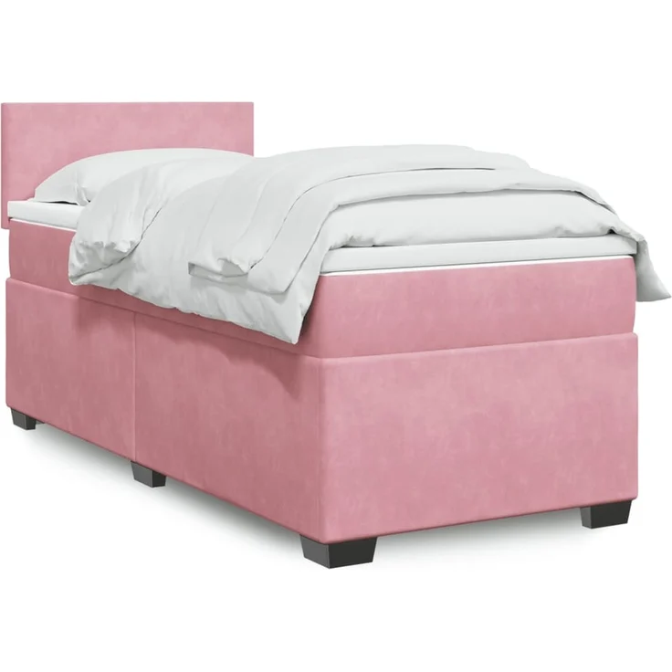 vidaXL Boxspringbett mit Matratze Rosa 90x190 cm Samt 3288485 – Bild 1