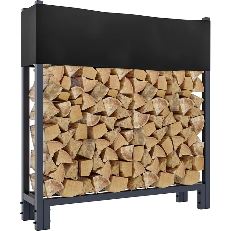 DELUKE® Kaminholzregal aussen mit Abdeckung REOB - für Feuerholz Brennholzregal aussen mit Plane Kaminholzständer draussen Kaminholzhalter outdoor Feuerholzregal aussen, 25x110x115cm – Bild 1
