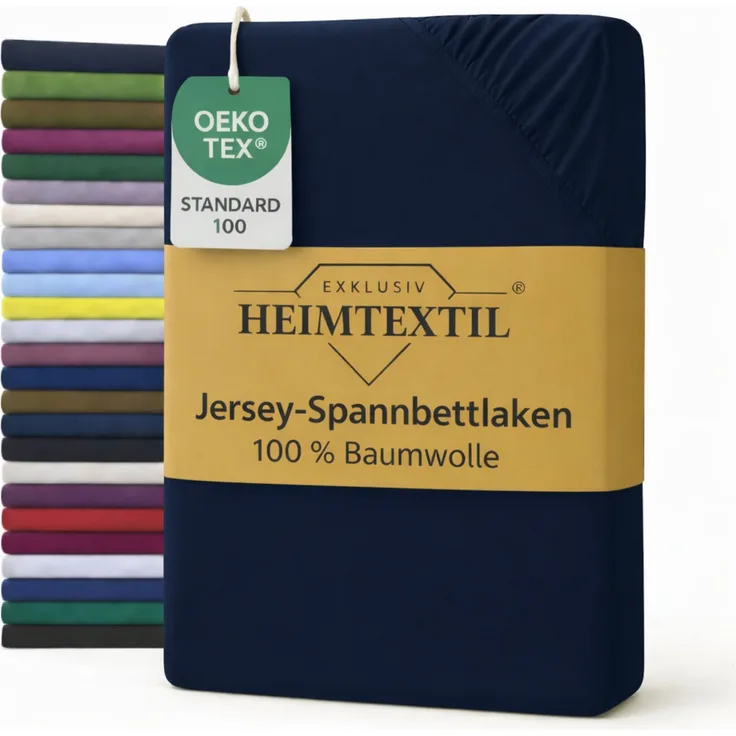 EXKLUSIV HEIMTEXTIL Jersey Spannbettlaken Premium 160 x 200 cm Navyblau 100% Baumwolle Öko - Tex Zertifiziert Bed-Sheet Bettlaken Spannbetttuch Topper Leinentuch