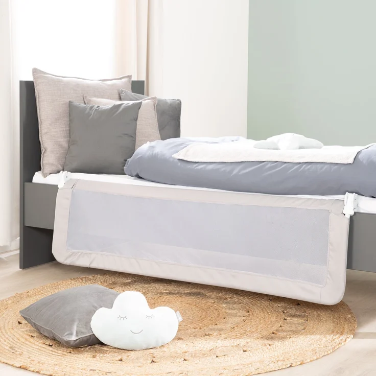 roba Bettschutzgitter Klipp-Klapp 100 cm - Klappbar - Schutzgitter für Kinderbetten - 50 cm hoch - Grau – Bild 3