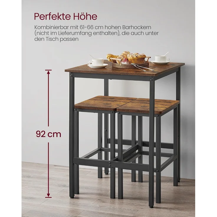 Songmics 'Vasagle' Stehtisch mit stabilem Stahlgestell, vintagebraun-schwarz, 90 x 60 x 60 cm – Bild 7