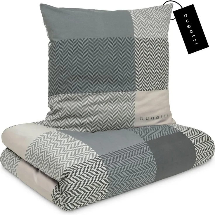 IBENA Bettwäsche BUGATTI Flanell BL 155x220 cm grau Bettbezug Bettzeug
