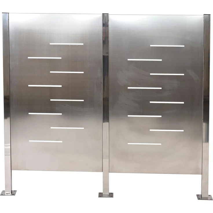 Mülltonnen-Zaun HWC-J55, Mülltonnenverkleidung Mülltonnenaufbewahrung, 150x165x85cm Metall ~ Edelstahl – Bild 8