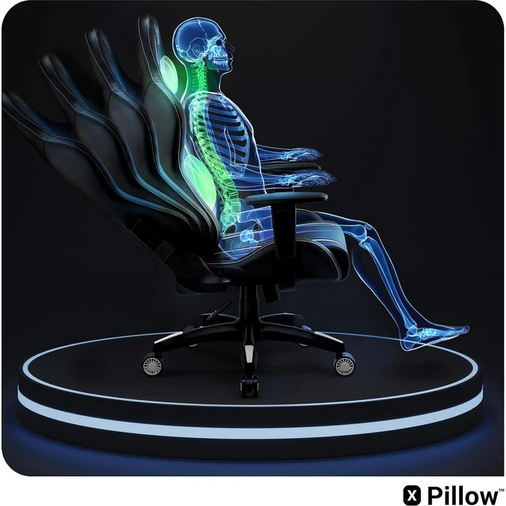Diablo X-One 2.0 Gaming Stuhl für Kinder Gamer Chair Bürostuhl Schreibtischstuhl Verstellbare Armlehnen Ergonomisches Design Nacken/-Lendenkissen Wippfunktion Schwarz-Weiß Kids (S) – Bild 10