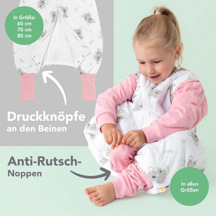 Schlummersack Kinderschlafsack, Schlafsack mit Füßen und umklappbaren Bündchen, 1.0 Tog OEKO-TEX – Bild 2