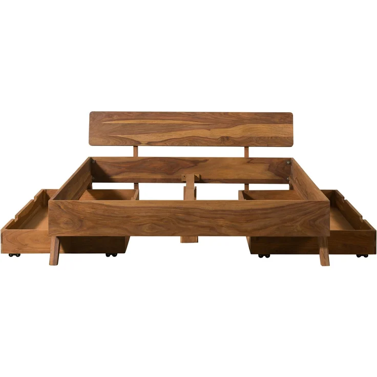 Bett mit Schublade Sheesham 180x200x80 natur sandgestrahlt lackiert MALMÖ 2 #235 – Bild 2