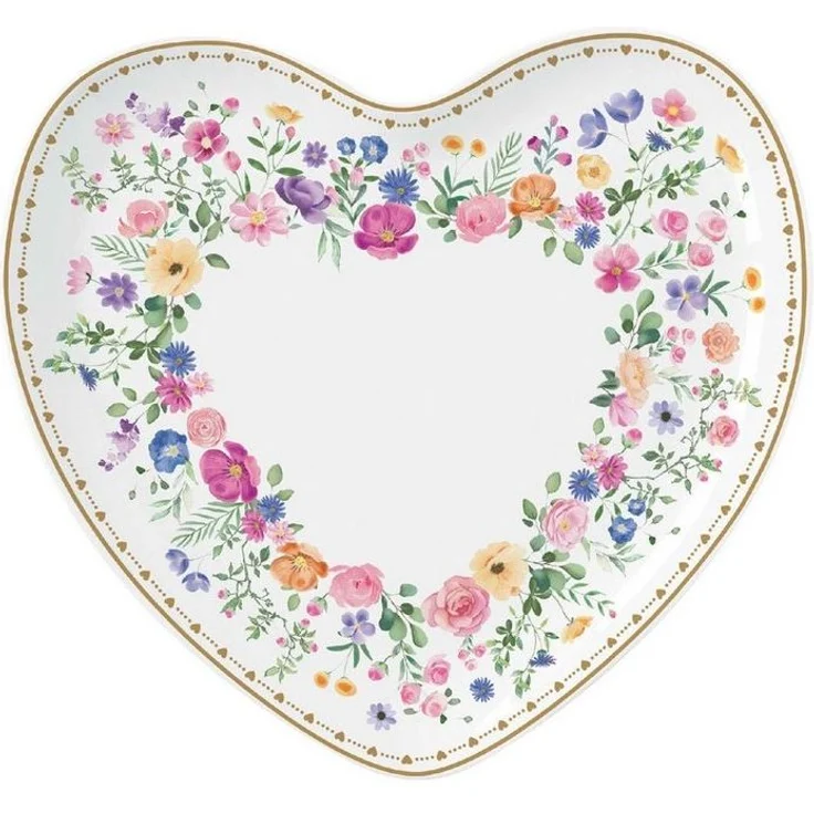EasyLife Servierteller Mon Amour, Porzellan, Spülmaschinengeeignet, Mehrfarbig, Motiv: Herzen & Blumen, Höhe: 2cm – Bild 5