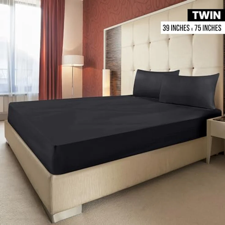Utopia Bedding Spannbettlaken für Doppelbett, 6 Stück, weich gebürstete Mikrofaser, Tiefe Taschen, schrumpft und lichtbeständig, pflegeleicht (schwarz) – Bild 3