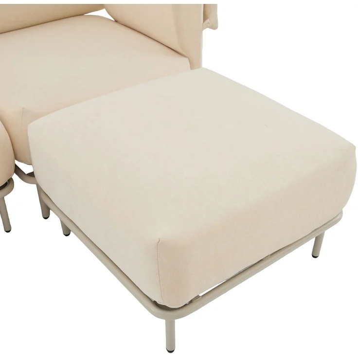 Modulares 3-Sitzer-Sofa mit Hocker, B 251 x T 155 x H 78 cm, beiger Chenille, flexibel kombinierbar – Bild 9