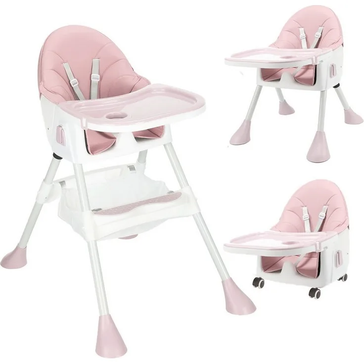 oyajia Kinderstuhl 3-in-1 Kinderstuhl, Kombistuhl, Babystuhl, 7-stufig höhenverstellbar (Verstellbare Kinderstuhl wächst mit Ihrem Kind von 6 Monaten bis 5 Jahren), Babystuhl mit Tablett und 5-Punkt-Gurt, Fußstütze, Einfach zu Reinigen