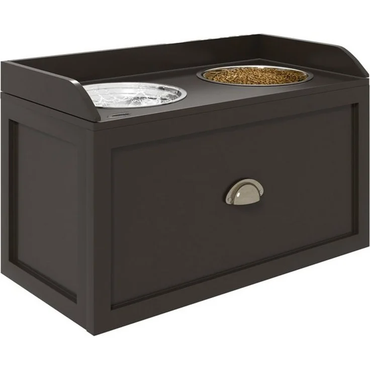 PawHut Futternapf erhöhter Fressnapf mit Schublade, Edelstahl, Braun 60 x 30 x 36 cm – Bild 4