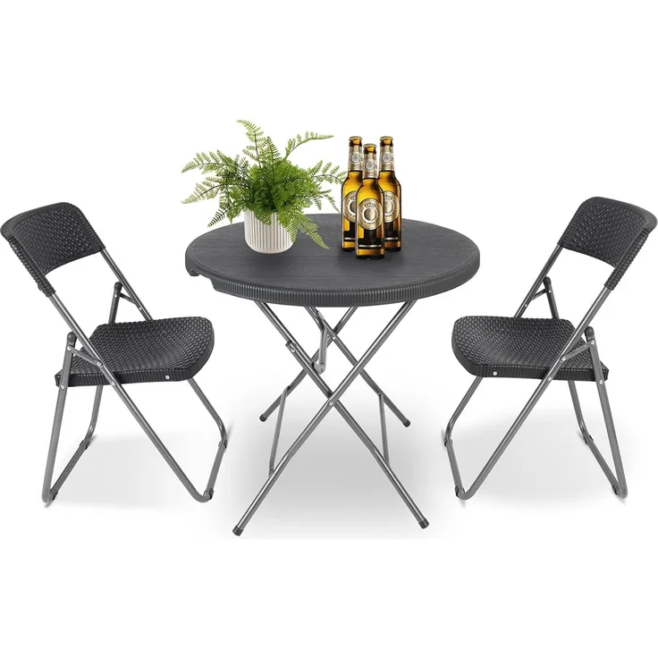 Sekey Balkonset 3 Teilig, Klappbar Balkonset Kleiner Balkon 2 Personen, Bistro Gartenmöbel Set Rattan Wetterfest, Belastbarkeit Klappstuhl 200KG & Klapptisch 50KG, Balkonmöbel Set Bistro