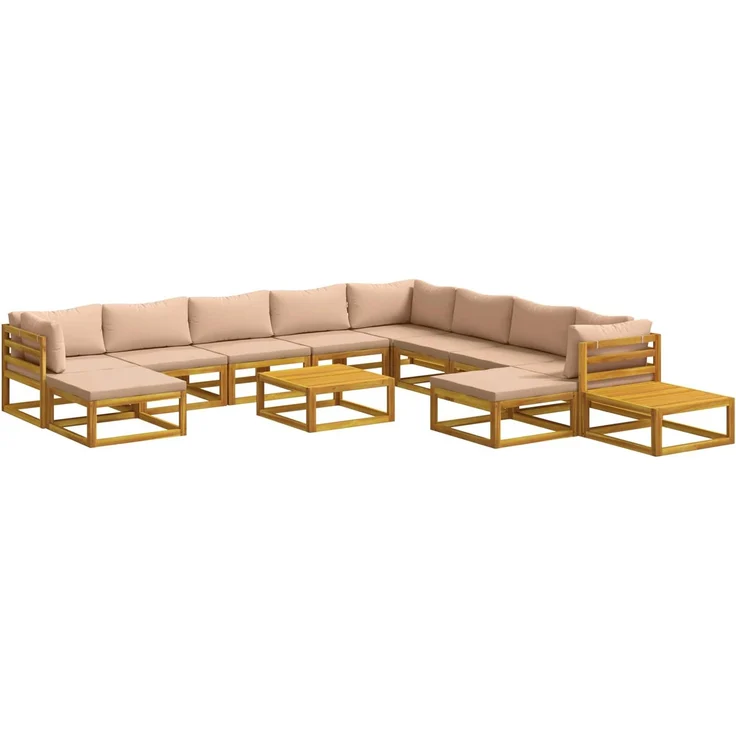 vidaXL Sofa-Set 12 stk. Natur Massivholz Akazie 3417295 – Bild 2