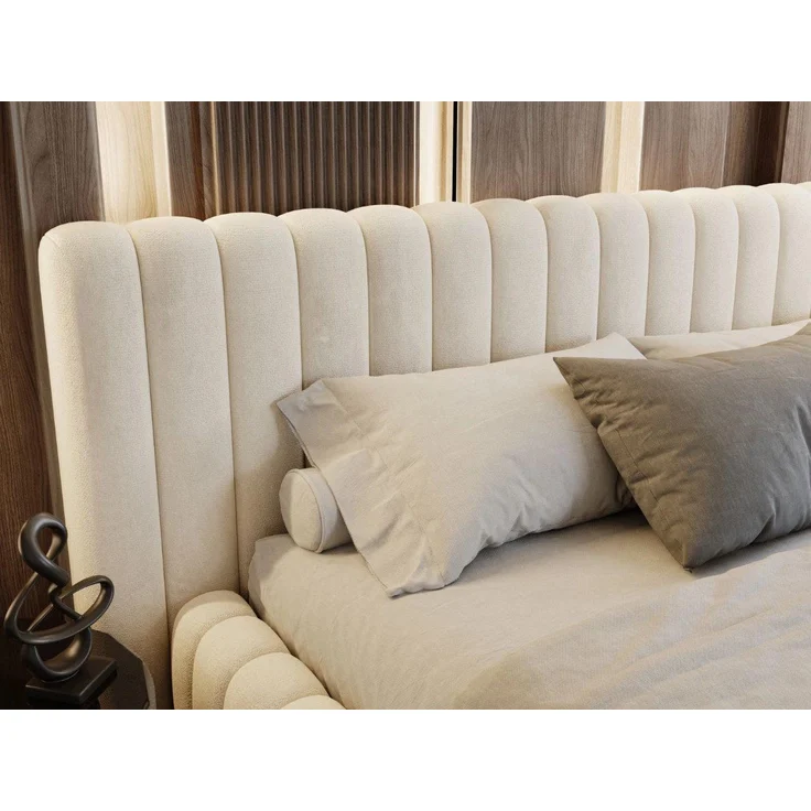 GrainGold Polsterbett mit Bettkästen BLISS, Modern Bett mit Kopfteil - 200x200 cm, Beige (1x Bett) – Bild 1