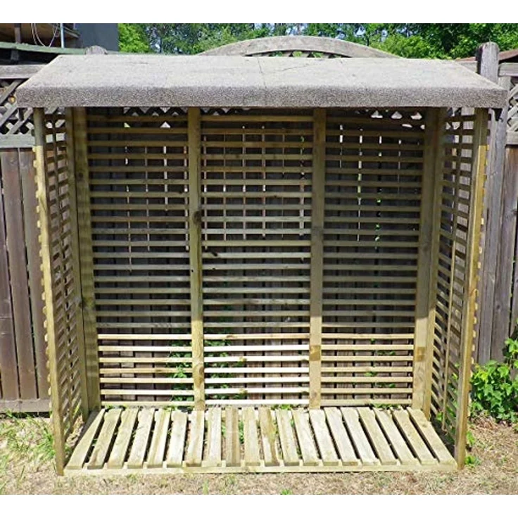 Gartenpirat Kaminholzregal mit Rückwand Kaminholzregal aus Holz KDI grün Brennholzlager, BxTxH:188 x 69 x 183 cm – Bild 2