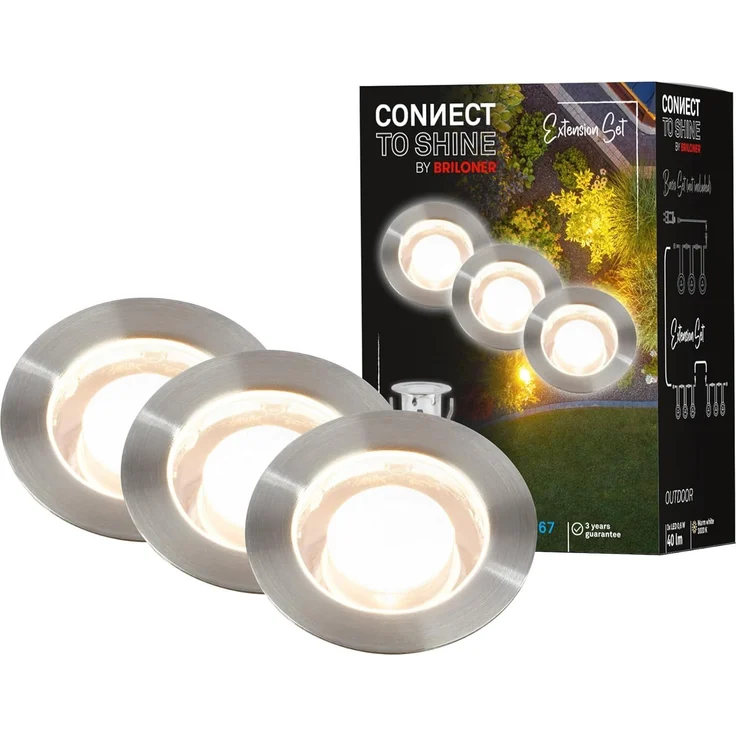 Briloner LED Außen-Bodenstrahler Padouk Connect to Shine 3er Ergänzungsset 10W warmweiß