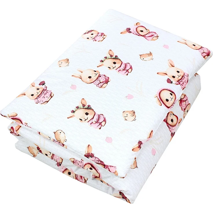 TupTam Kinderbettdecke-Set, Ganzjahresdecke, 2tlg., 1x Bettdecke, 1x Flachkissen, Kaninchen/ Rosa, 135x100 cm – Bild 1