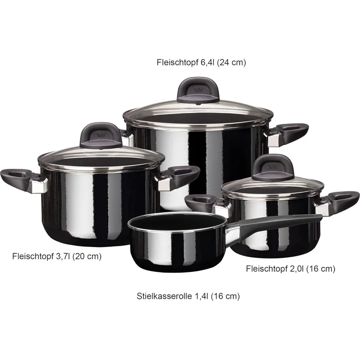 Silit Modesto Line Topfset Induktion 4-teilig, Kochtopf Set mit Glasdeckel, Silargan Funktionskeramik, Induktions Töpfe Set nickelfrei, schwarz – Bild 13