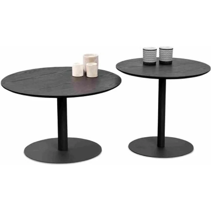XORA 'IDA' Beistelltisch, MDF Metall schwarz, 48 x 43 cm, Gestell im Esche Dekor – Bild 5