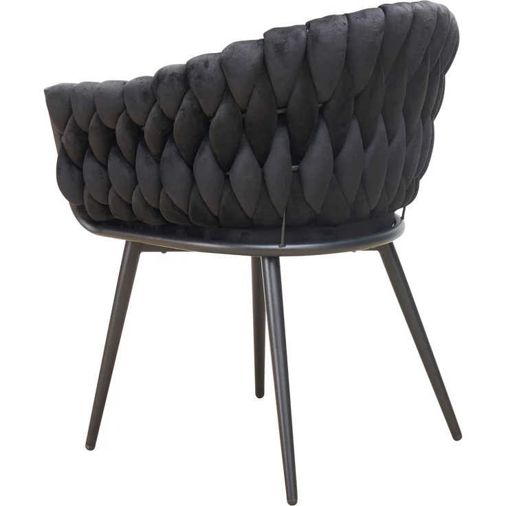 LC Home Esszimmerstuhl »Remy« Flechtoptik Samt schwarz Armlehnstuhl Designerstuhl (Einzelstuhlset, 1 St), Gestell aus Metall – Bild 5