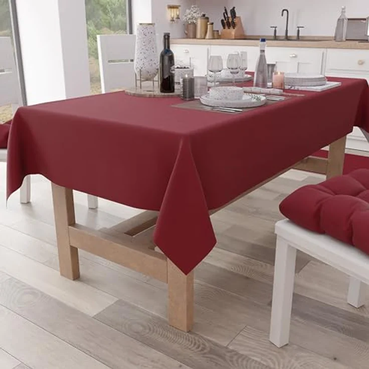 Petti Artigiani Italiani - Tischdecke, Küchentischdecke aus Baumwolle, einfarbig, quadratisch Bordeaux X4 Plätze (140 x 140 cm) – Bild 1