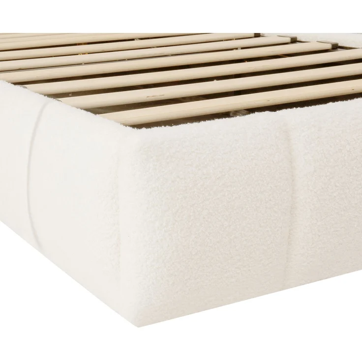ZUBALIYA Polsterbett 90 x 200 cm mit hydraulischem Bettkasten, Lattenrost, Bouclé, Beige – Bild 13