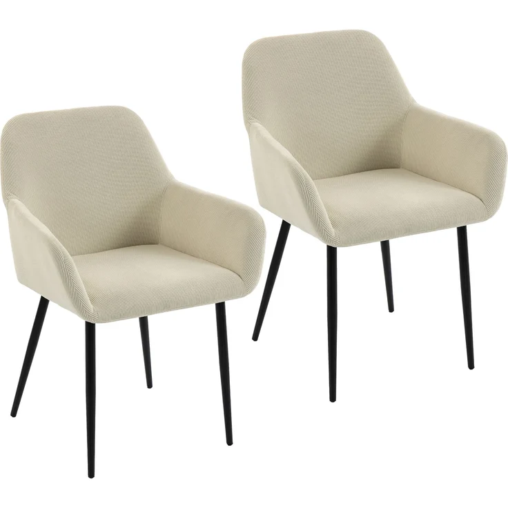 MELAYR, Esszimmerstühle 2er-Set, gepolsterte Küchenstühle mit Metallbeinen, cremeweiß, 59.5 x 58 x 81.5 cm – Bild 1