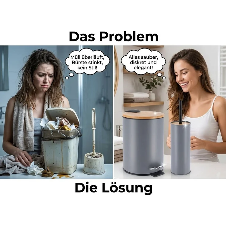 LikeKa Badaccessoire-Set 2 teilig Toilettenbürste und Kosmetikeimer matt mit Absenkautomatik – Bild 3