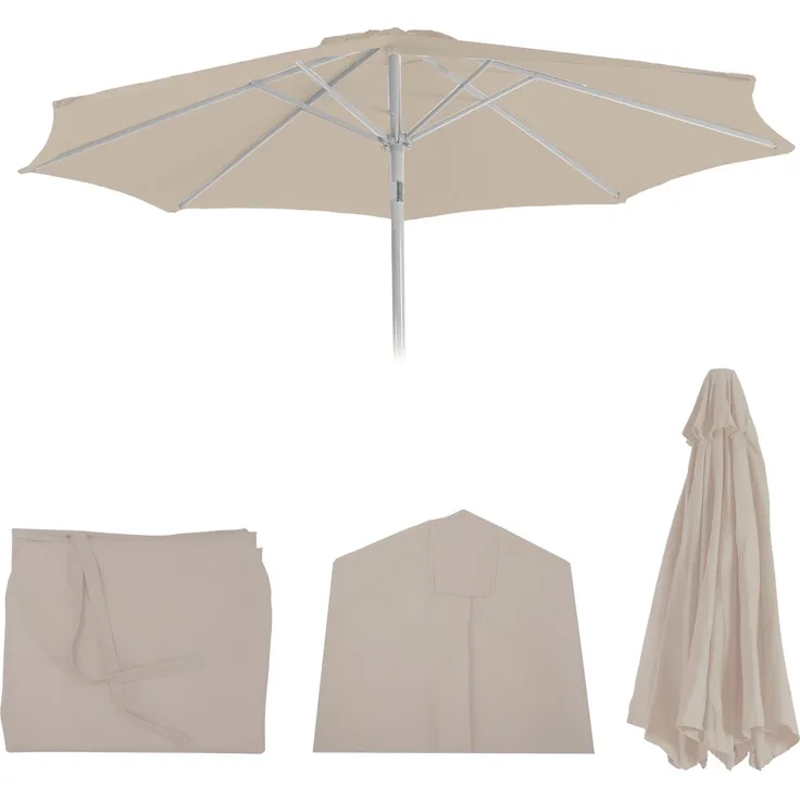 Ersatz-Bezug für Sonnenschirm N18, Sonnenschirmbezug Ersatzbezug, Ø 2,7m Stoff/Textil 5kg ~ creme