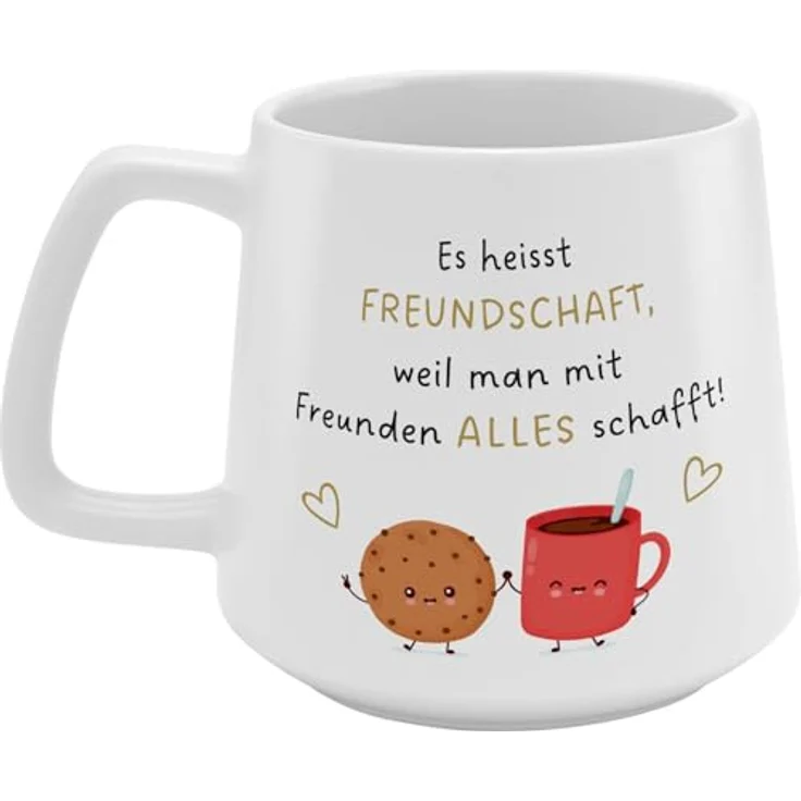 GRUSS & CO Tasse konisch mit Motiv "Freundschaft" | Steinzeug, 43 cl, Kaffeebecher | Geschenk für Freund, Freundin, natürlich schön | 74643 – Bild 4