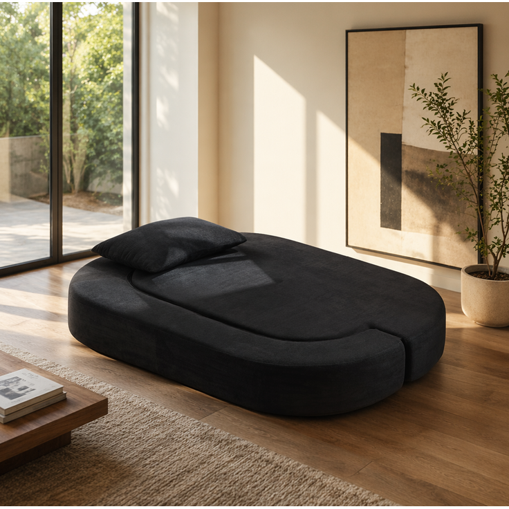 Schlafsofa 3-in-1, faltbar mit Memoryschaum, 200x130x60 cm, Schwarz – Bild 2