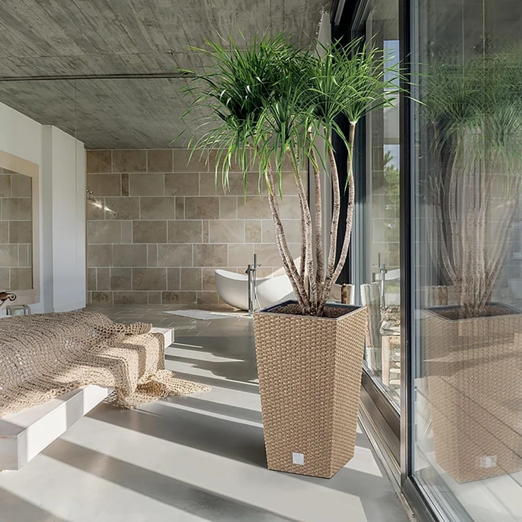 Annastore Pflanzkübel Pflanztopf aus Kunststoff - Pflanzsäule - Blumentopf - Blumenübertopf, Wetterfest im Rattan-Look, Blumentopf hoch – Bild 5