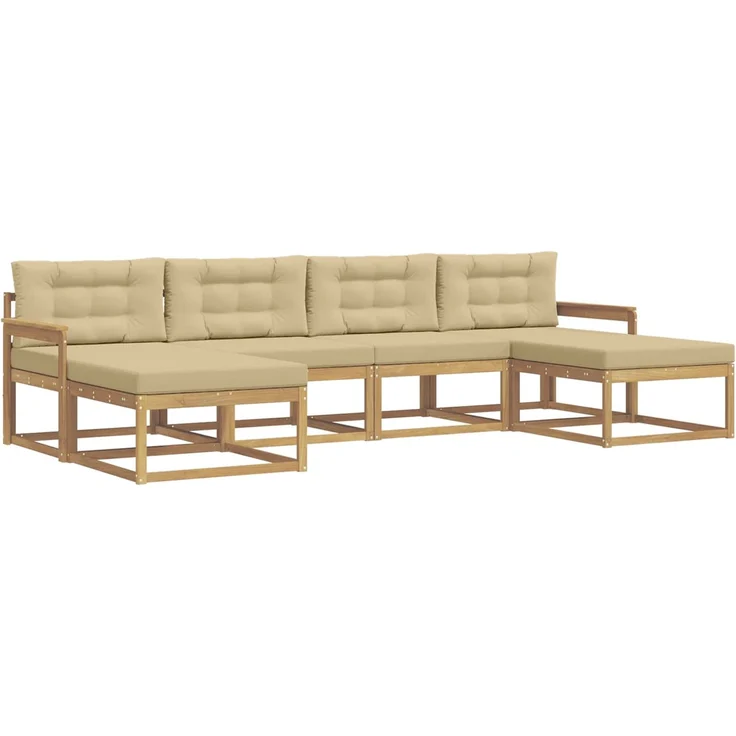vidaXL Outdoor-Sofagarnitur 6 stk. Weiß und Beige 3386822 – Bild 2