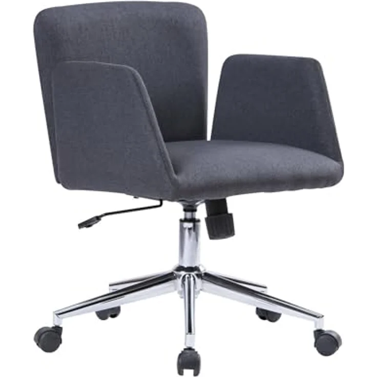 Dmora - Stuhl mit Rädern Albury, Sessel mit Armlehnen, Ergonomischer Bürositz, 54x55h65/84 cm, Grau – Bild 3