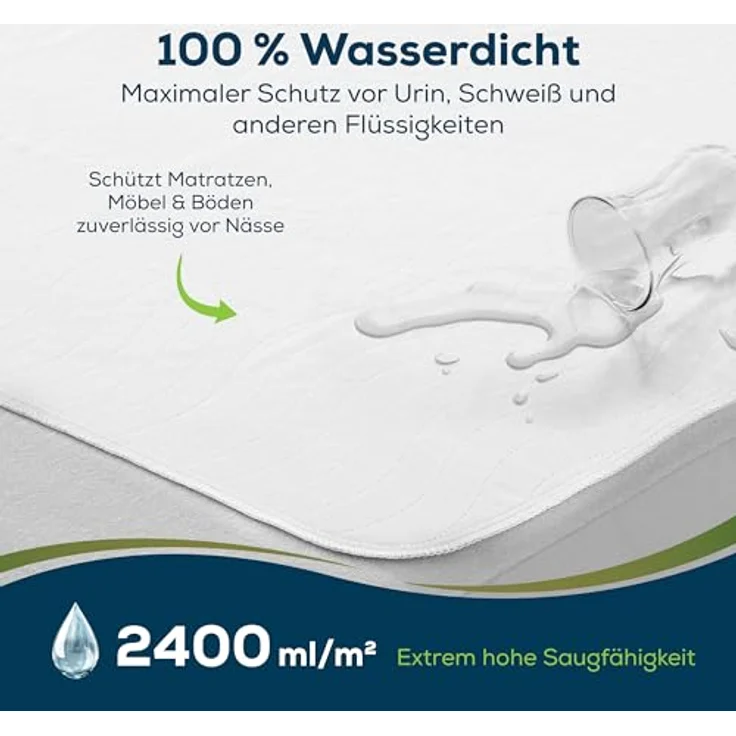 Sensalou Matratzen Auflage 50x70 cm wasserdicht - 2 Stück Inkontinenz Matratzenschutz Unterlage waschbar – Bild 1