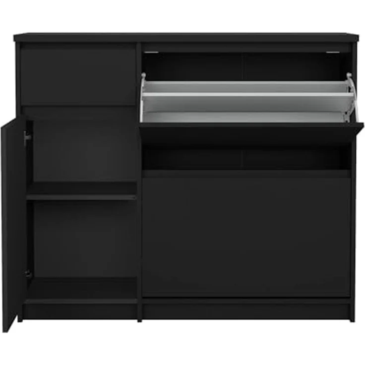 Dmora - Schuhschrank Maxime, Schuhregal, Mehrzweck-Eingangsgarderobe, Möbel für Schuhe, 109x32 h93 cm, Schwarz – Bild 7