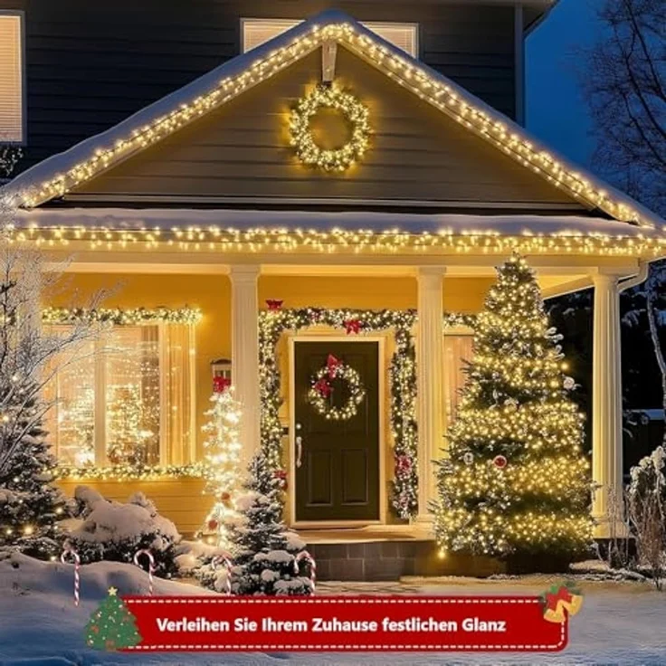 Montegoni LED-Lichterkette 10m 100 LEDs Lichterkette warmweiß, Weihnachtsdeko, IP65 Wasserdicht, 8 Lichtmodi, Ferbedienung mit Timer und Memory Funktion, IP65 – Bild 5