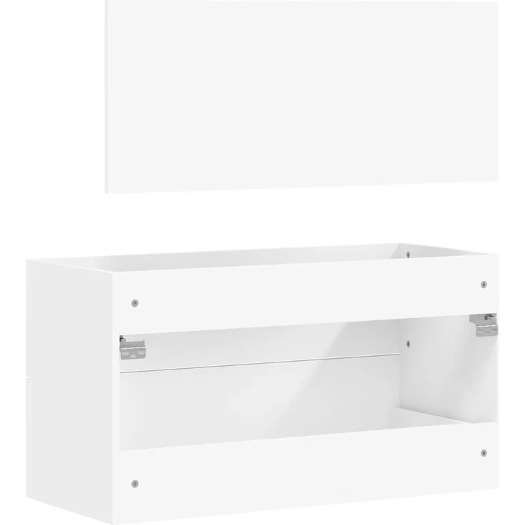 vidaXL Badschrank mit Spiegel Weiß Holzwerkstoff 833879 – Bild 7