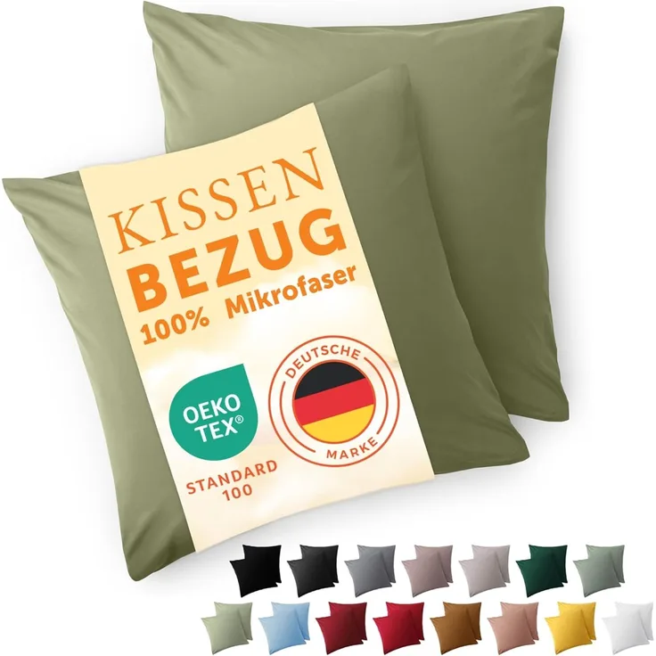 Blumtal Kissenbezüge aus gebürstetem Mikrofaser-Gewebe, (2 Stück), mit Reißverschluss oder Verschlusslasche