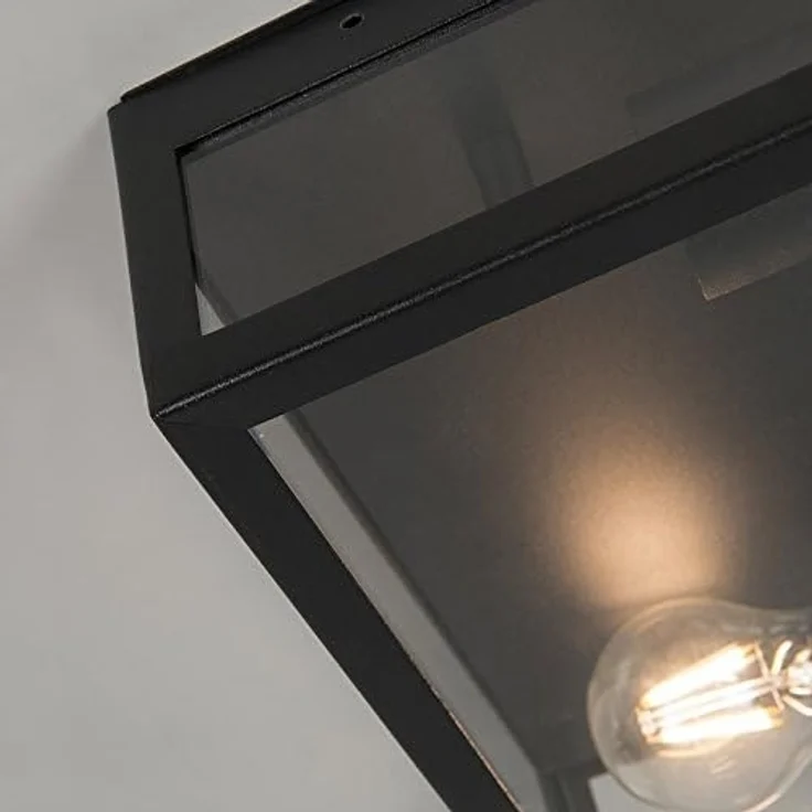 Qazqa Außen-Deckenleuchte Rotterdam, ohne Leuchtmittel, E27, Schwarz, Modern, Edelstahl, 2-flammig – Bild 4