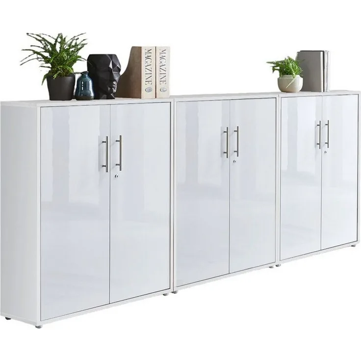 moebel-dich-auf Aktenschrank TABOR 9 (Aktenregale/Aktenschränke ideal für DIN A4 Ordner inkl. 4 Einlegeböden, Büroschrank abschließbar mit Griffen aus Edelstahl) Made in Germany