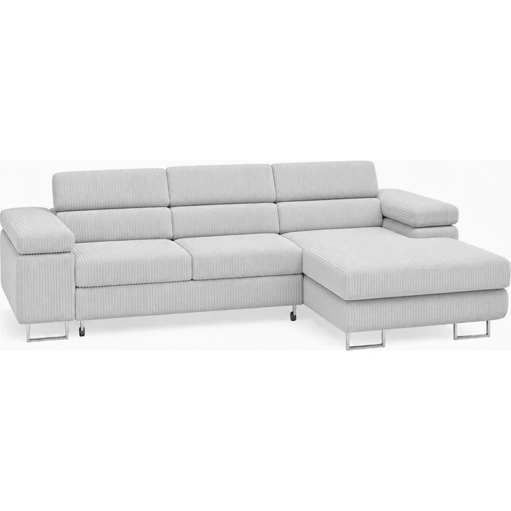 KRISAN MÖBEL Ecksofa PASSANO in Hellgrau 275 x 90 x 202 cm, rechte Ausführung mit Schlaffunktion und Bettkasten – Bild 2