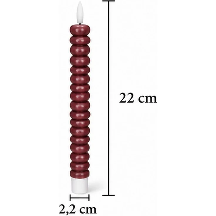 dasmöbelwerk LED-Kerze LED-Stabkerzen 2er Set Ø2,2x22 cm Dinnerkerze Timer Dunkelrot, Leuchtmittel nicht enthalten – Bild 3