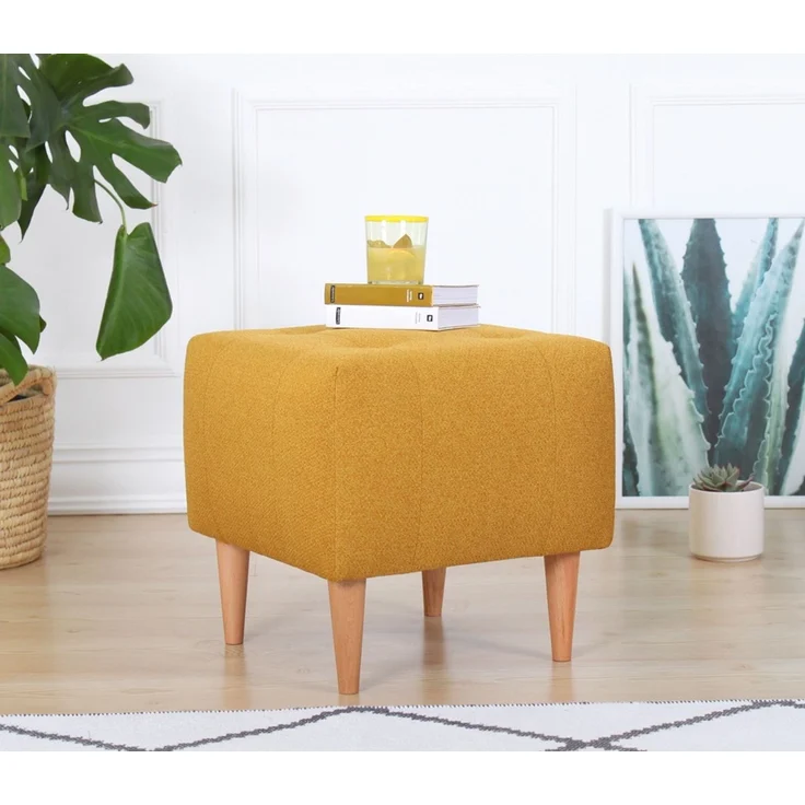 Hanah Home 'Tomp - Yellow' Pouffe, Gelb, 43 x 43 x 43 cm – Bild 2