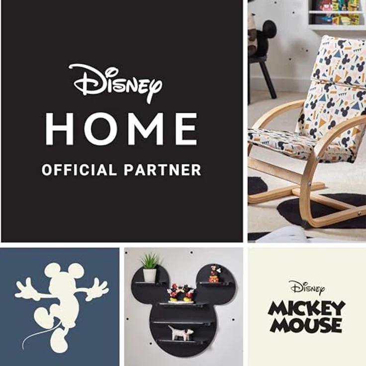 Disney Classic Micky Maus Ottomanen-Aufbewahrungsbox, faltbar, quadratische Spielzeugtruhe, Box mit Deckel für Kinder, Fußhocker, belastbar bis zu 30 kg, schwarz – Bild 6